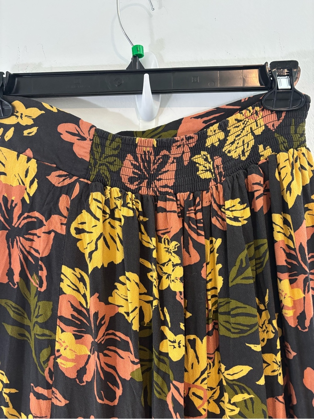Free People Women Large Floral Print Tiered Wide Leg Pants Vacation Tropical - Picture 5 of 12